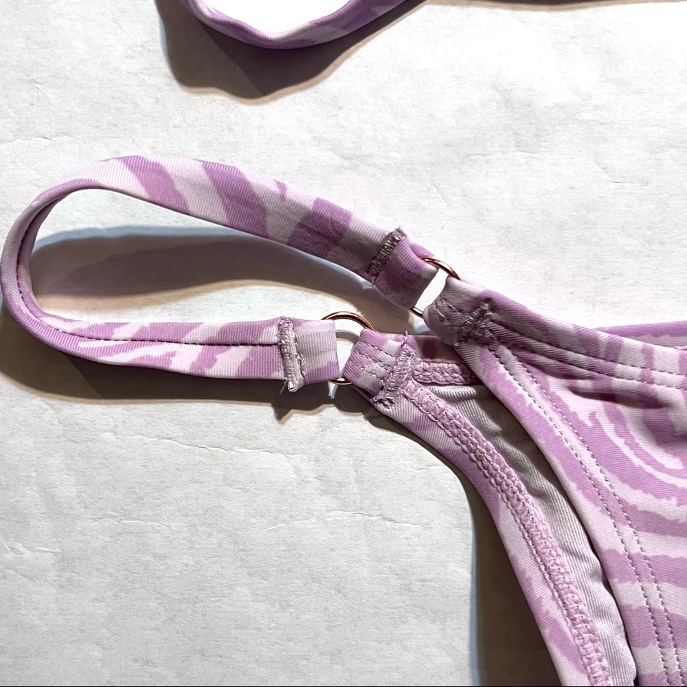 Kendall & Kylie Lilac Abstract Tiger Print Bandeau Bikini Set Size Large - Picture 6 of 7